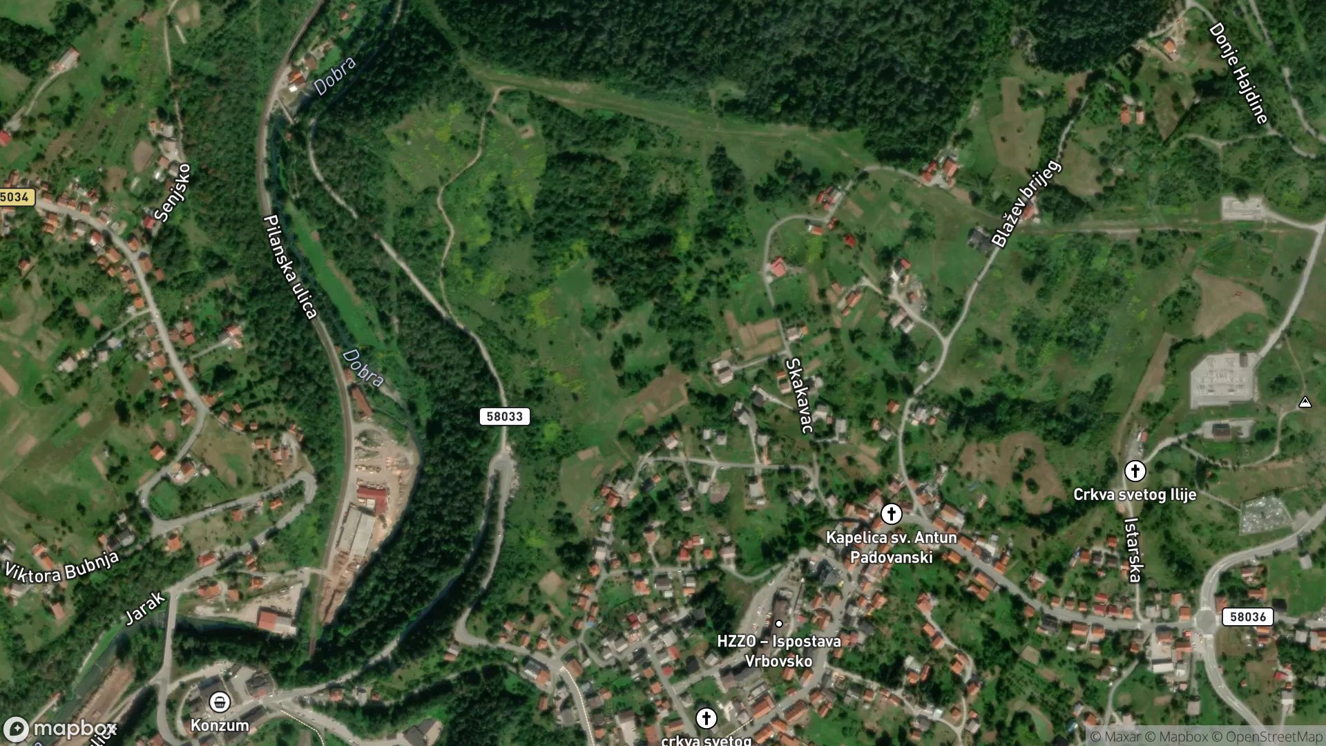 Satelitski prikaz lokacije Camp Kamačnik, Vrbovsko