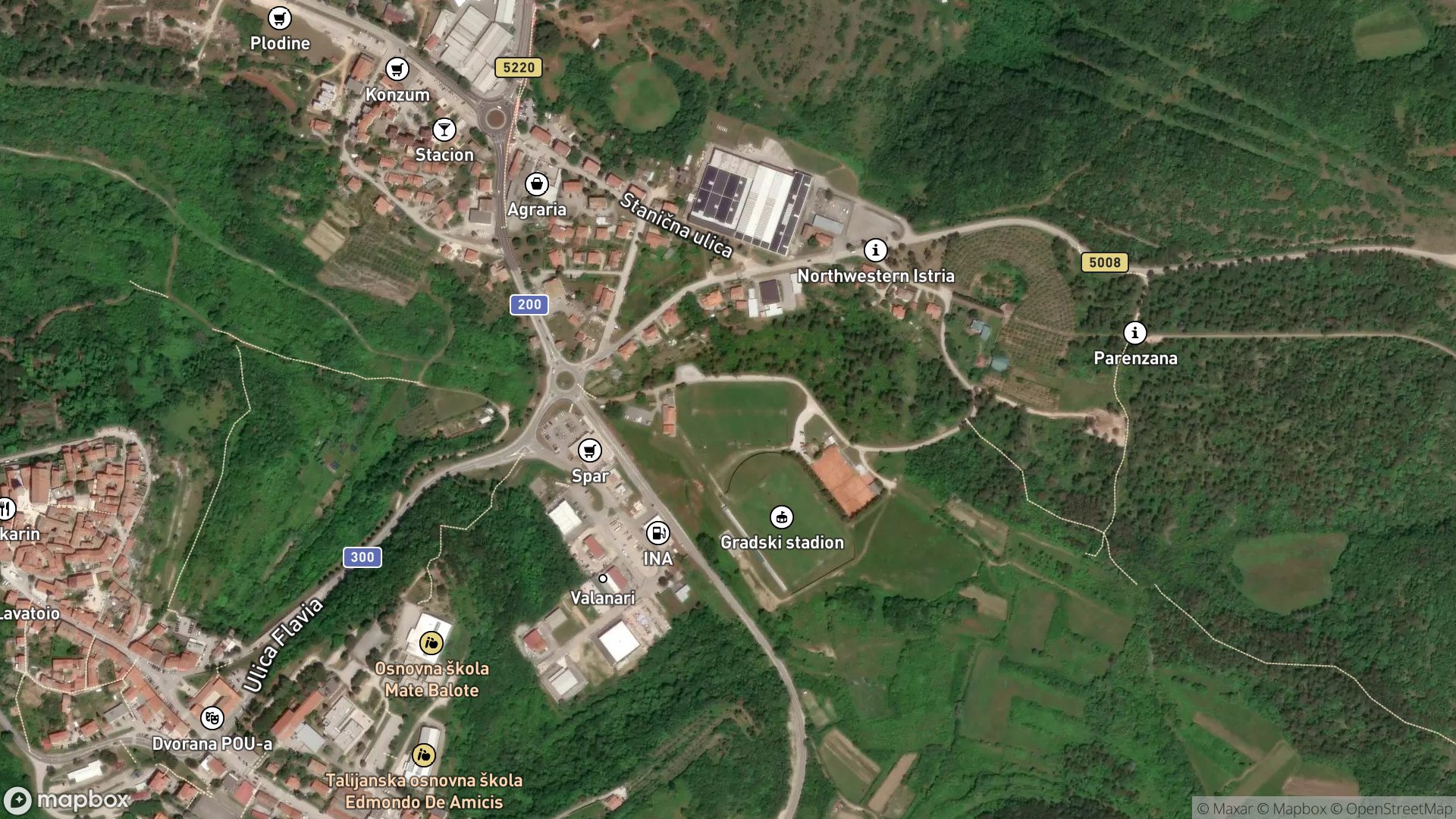 Satelitski prikaz lokacije San Servolo Wellness Camping, Buje