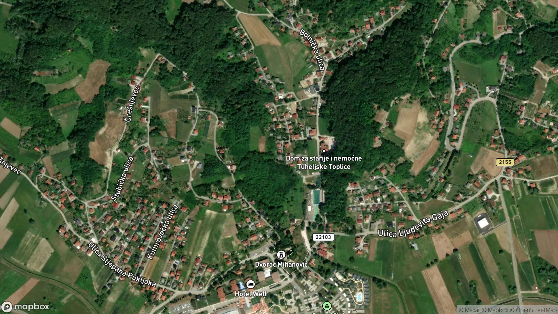 Satelitski prikaz lokacije Camp Vita Tuhelj, Tuheljske Toplice